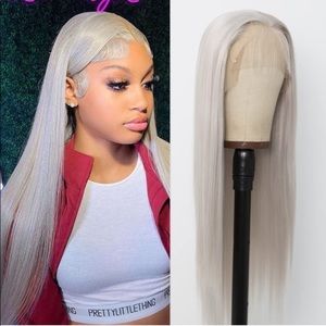 Grey Straight Wig Long Straight Lace Front Wigs